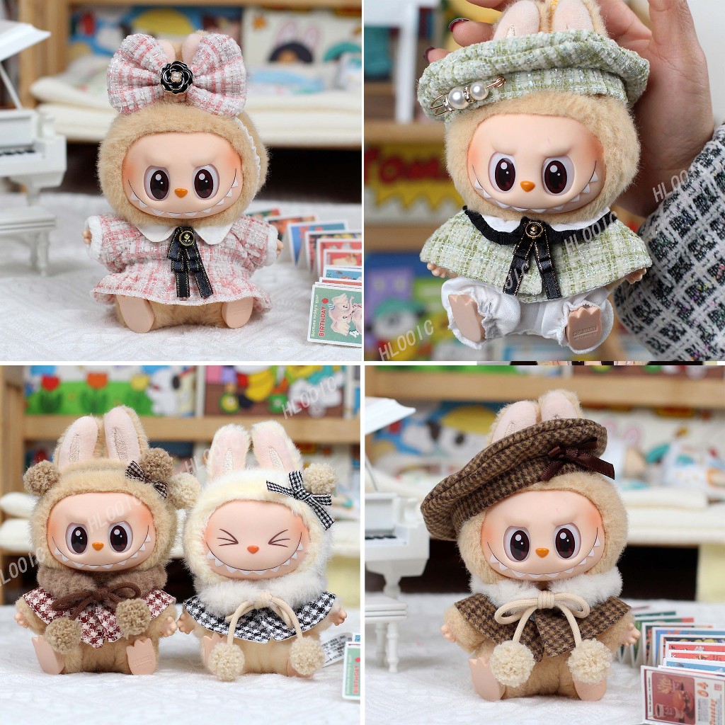 15 ซม.17 ซม.Labu เสื้อผ้าสําหรับ Labubu V1 V2 little milan มีที่นั่ง macaron ตุ๊กตาเสื้อผ้าอุปกรณ์เสริม