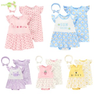 PAYI BABY-2 ชิ้น เสื้อผ้าดอกไม้ ชุดเด็กทารกหญิง เสื้อเกาะอกผ…