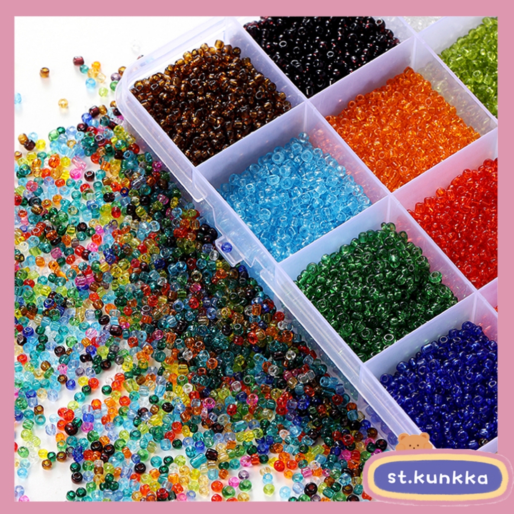 St.kunkka 1000 ชิ้น ลูกปัดแก้ว 2 มม. 20 สี สําหรับทําสร้อยคอ สร้อยข้อมือ DIY