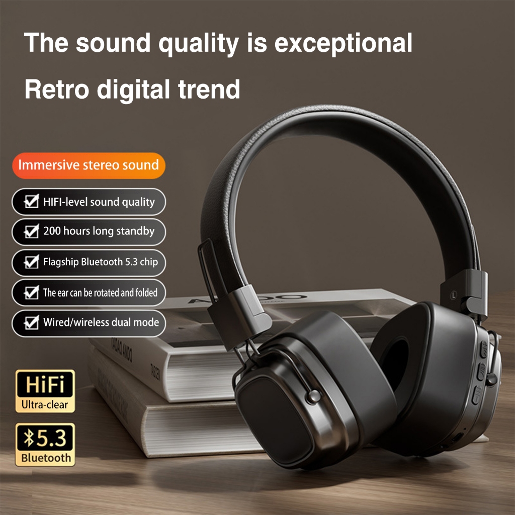 หูฟังบลูทูธ Full - Ear High - Fidelity ระดับพรีเมียมพร้อมฟังก์ชั่นโหมดคู่และอายุการใช้งานแบตเตอรี่แบบขยาย
