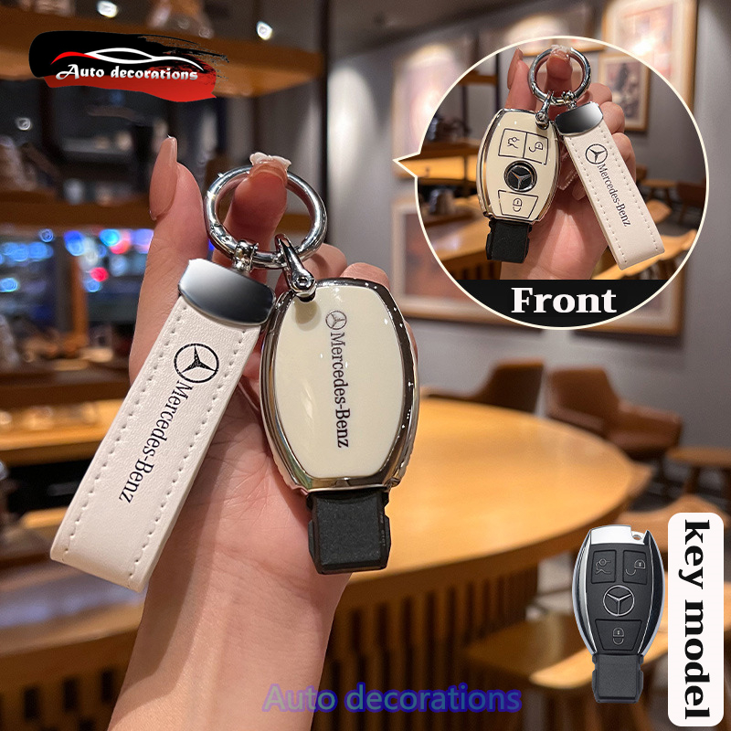 Mercedes Benz ฝาครอบกุญแจสําหรับ ABCES class CLS CLA W246 W176 W204 W205 W164 W166 ขอบเงินกุญแจรถ 3 ปุ่ม