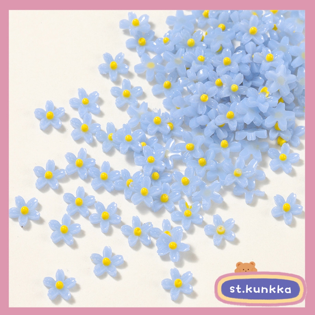 St.kunkka 100 ชิ้นเรซิ่นดอกไม้ Non-Fade เล็บ Patch สามารถใช้สําหรับ DIY สร้อยคอเครื่องประดับทําด้วยมือ