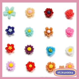 St.kunkka 100pcs 6mm-8mm เรซิ่นดอกไม้ลูกปัดสําหรับเล็บ DIY สร้อยข้อมือสร้อยคอทําจี้ Spacer ลูกปัดอุปกรณ์เครื่องประดับ