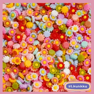 St.kunkka 100pcs 6mm-8mm เรซิ่นดอกไม้ลูกปัดสําหรับเล็บ DIY สร้อยข้อมือสร้อยคอทําจี้ Spacer ลูกปัดอุปกรณ์เครื่องประดับ