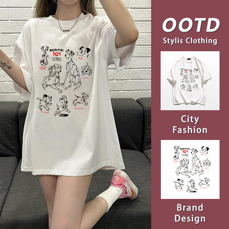 เสื้อยืดไซส์ใหญ่ คอกลมแขนสั้น สไตล์เกาหลี สไตล์เรียบง่าย ผ้าฝ้าย100% ใส่สบาย ฤดูร้อน oversize YG186