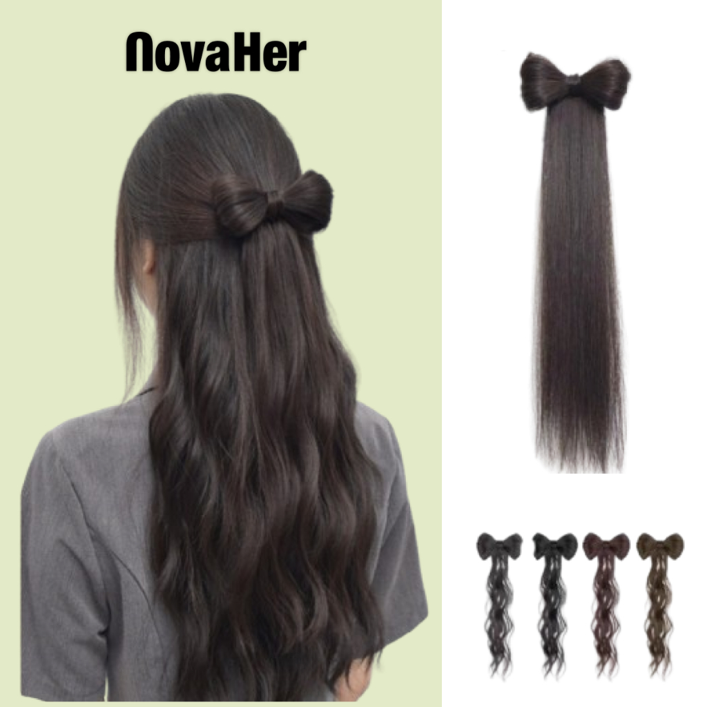 ธรรมชาติครึ่งผูกผมหางม้ าวิกผมผู้ หญิงยาวตรงถักคว้ าคลิปวิกผม สง่ างามคลิปสไตล์ ต’ อผมธรรมชา