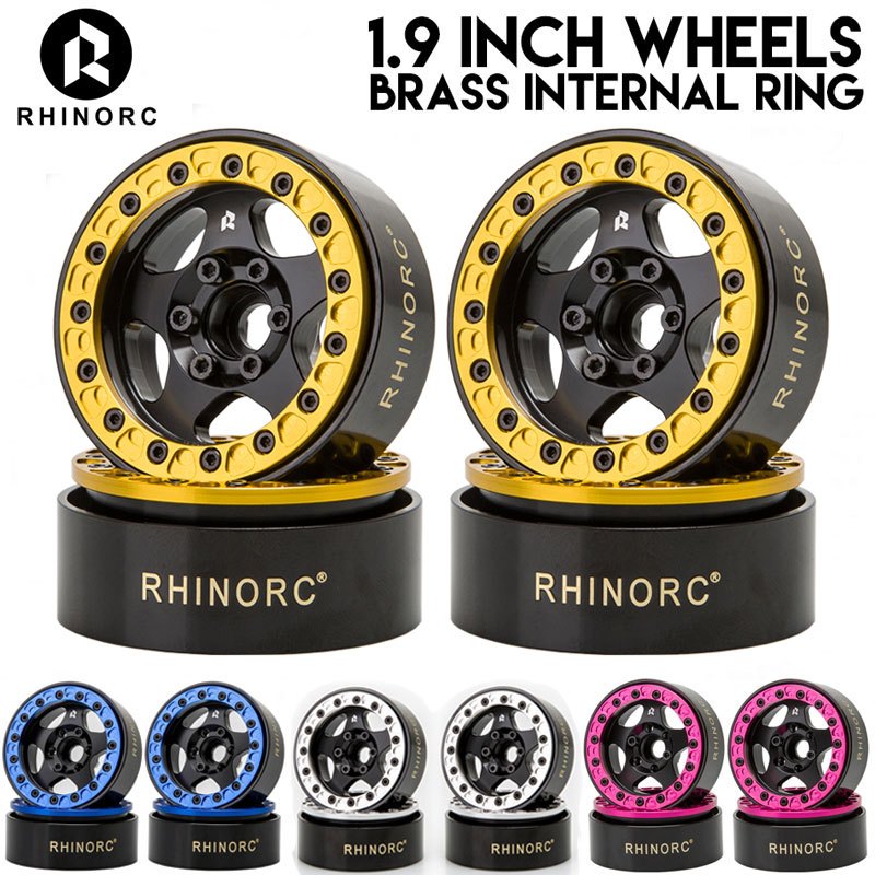 Rhinorc 24.5 มม.ทองเหลืองแคบและอลูมิเนียม 127g 1.9 "Beadlock ล้อขอบสําหรับ 1/10 RC Crawler SCX10 TRX4 VS4-10 Gen8