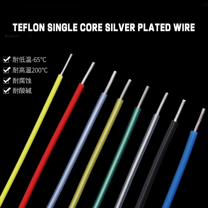 Teflon Single Core Silver-Plated Wire Single Strand Teflon High Temperature Wire 30 28AWG0.12 0.2 0.