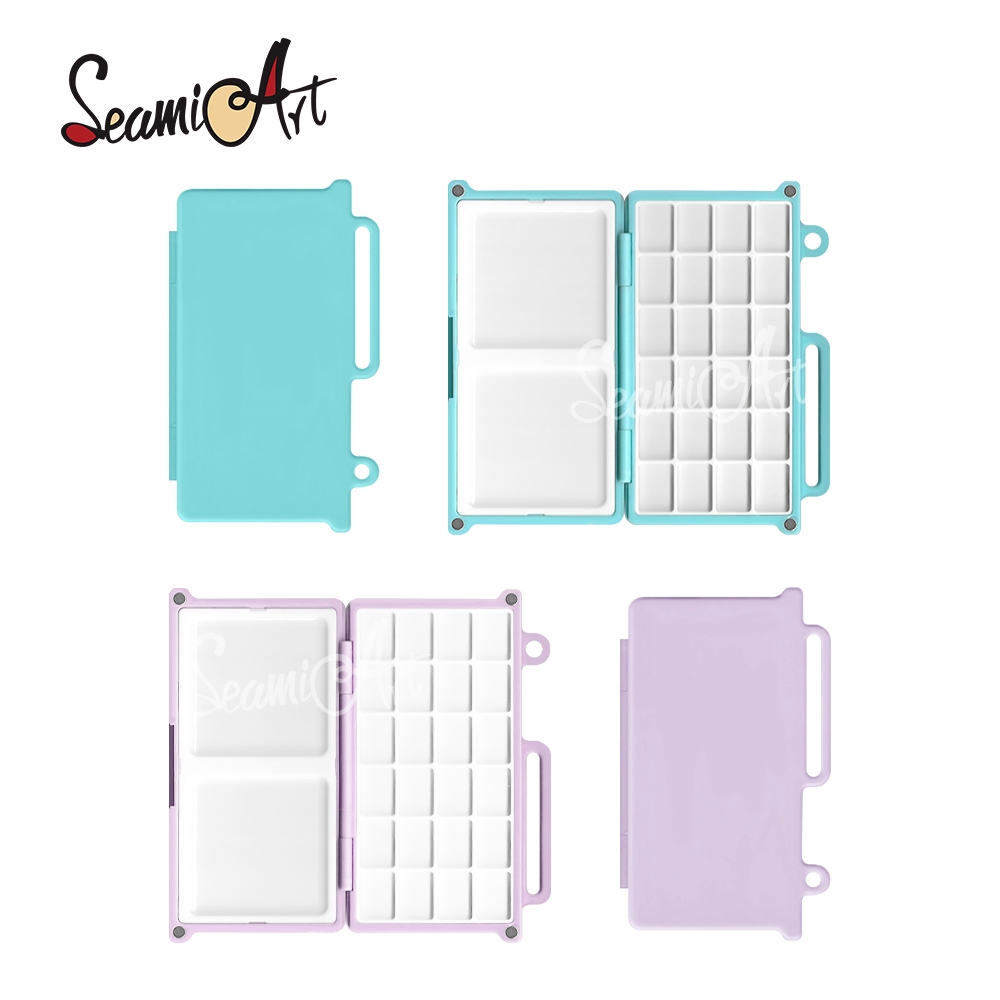 Seamiart 1 ชิ้นแบบพกพาแม่เหล็กเดินทางกล่องภาพวาดพลาสติกสําหรับสีน้ําหลวม Leaf HandBook