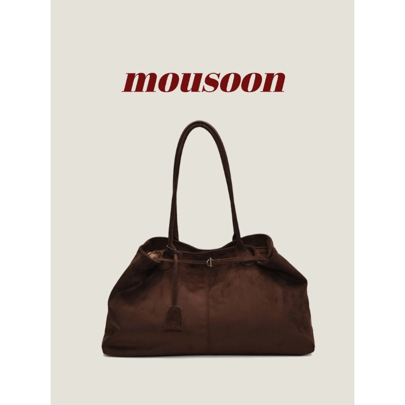 Mousoon กระเป๋าถือหนังกลับแฟชั่นสไตล์ดาราดังอินเทอร์เน็ตรุ่นใหม่สไตล์ลำลองสำหรับผู้หญิง กระเป๋าสะพายไหล่ใต้วงแขนความจุขนาดใหญ่