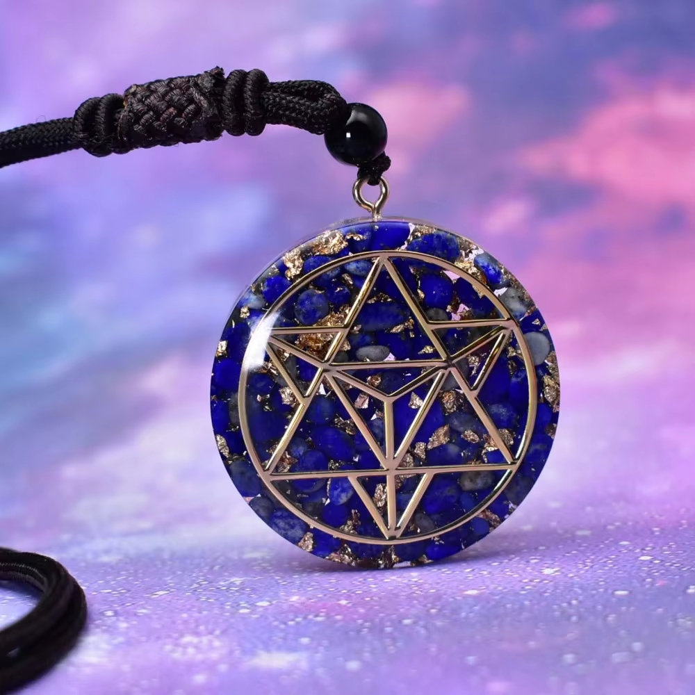 อัญมณี Orgone จี้ Lapis Lazuli คริสตัลและ Chakra Merkaba Hexagram ธรรมชาติ Healing จี้สร้อยคอสําหรับ