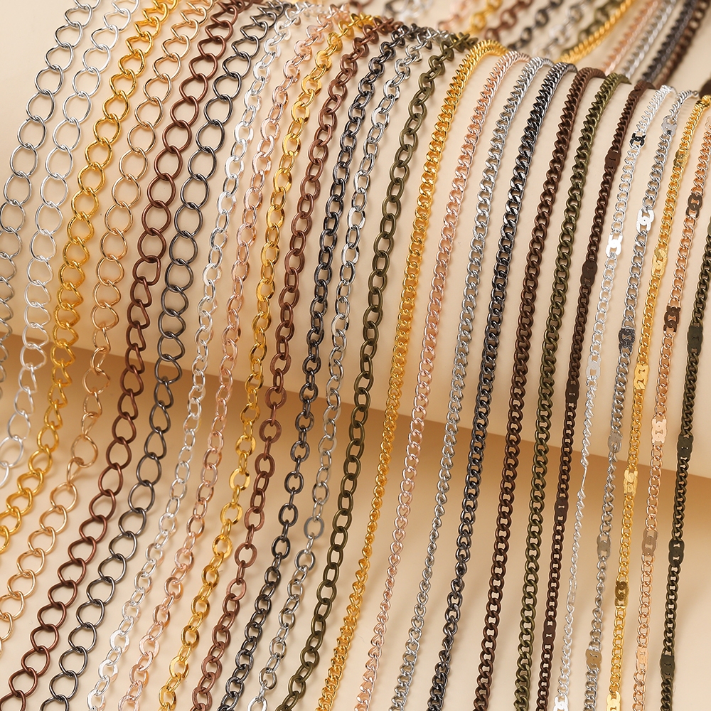 St.kunkka สร้อยคอโซ่โลหะ 2 เมตร ขนาด 1.5-3.5 มม. สําหรับทําเครื่องประดับ DIY