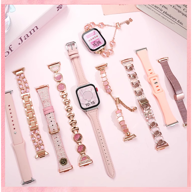 All Pink Color Strap For Huawei Fit 5 สาย watch Fit 5 Pro Strap Huawei Watch Fit 4 สาย Huawei Watch 3 สาย Metal 4 pro / 5 Smart 3 new Fit5 Strap