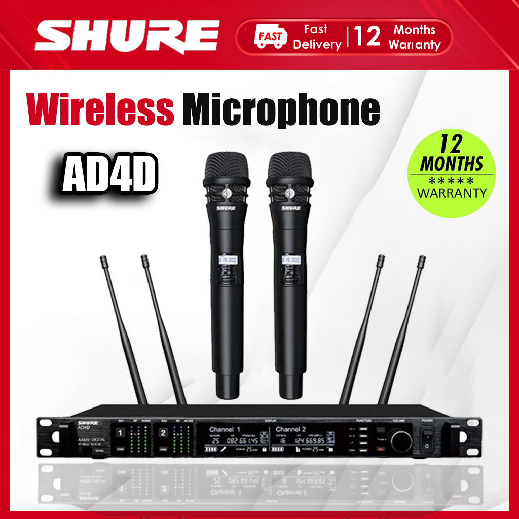 Shure AD4D/KSM8 Stage ระบบไมโครโฟนไร้สาย, ไมโครโฟนไร้สาย UHF 2 ช่อง, ไมโครโฟนไร้สายแบบโลหะ