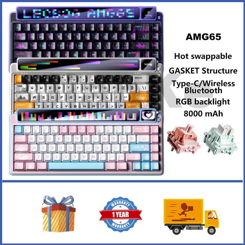 Leobog AMG65 คีย์บอร์ดกลไก 65% จอแสดงผลอัจฉริยะ 3 โหมด ไร้สาย Bluetooth และ USB-C