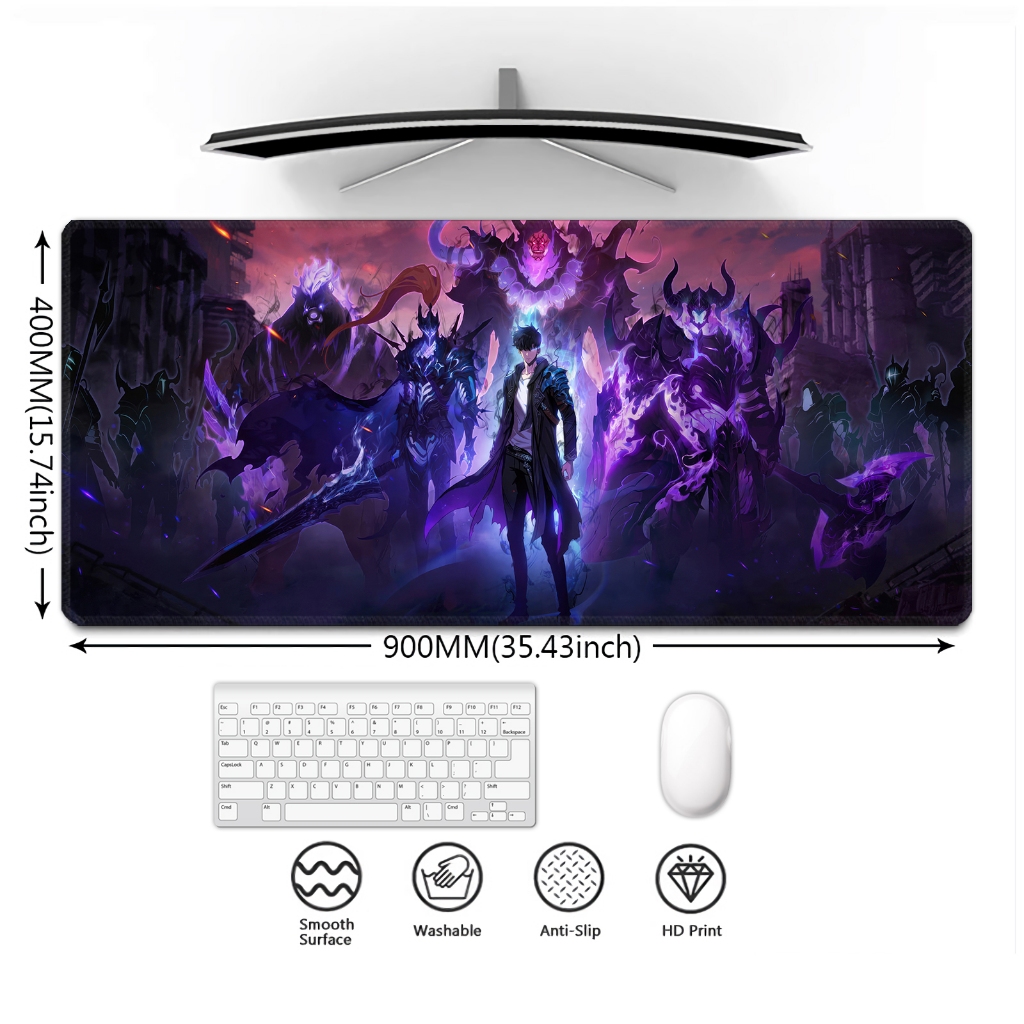 แผ่นรองเมาส์ แผ่นรองโต๊ะเกมมิ่ง Solo Leveling Part 2 Arise from the Shadow แผ่นรองเมาส์กันลื่นกันน้ําขนาดใหญ่ปรับแต่งแผ่นรองเมาส์ขยายโต๊ะ