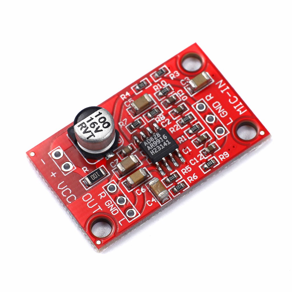 AD828 สเตอริโอแบบไดนามิกไมโครโฟน Preamplifier บอร์ดเครื่องขยายเสียงโมดูล