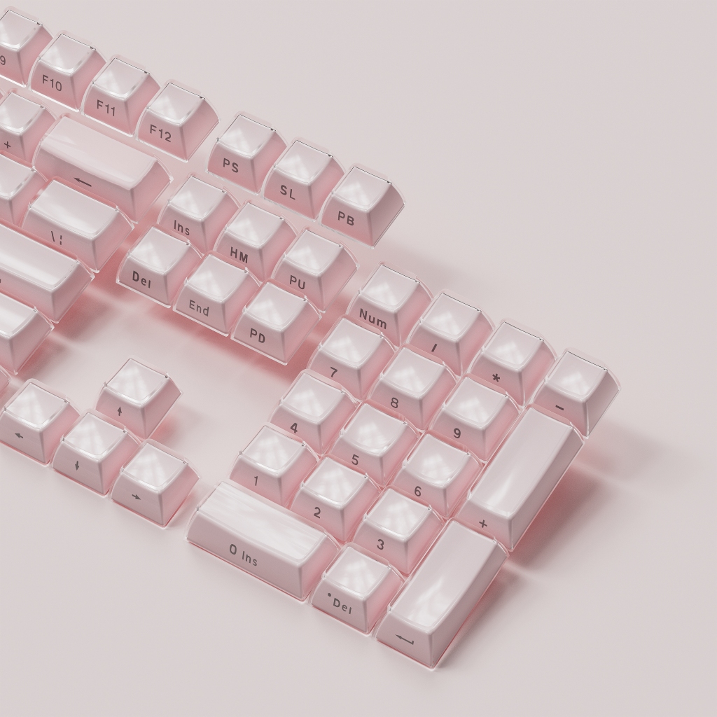 Womier 113 Keys Jello Pink Side-Printed Translucent OEM Profile Keycaps Set