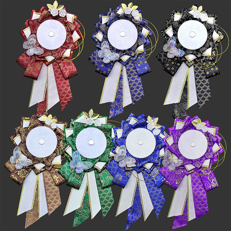 1 ชิ้นริบบิ้น Rosette Badge ฐานดอกไม้ Pin Holder Badge อุปกรณ์ตกแต่ง