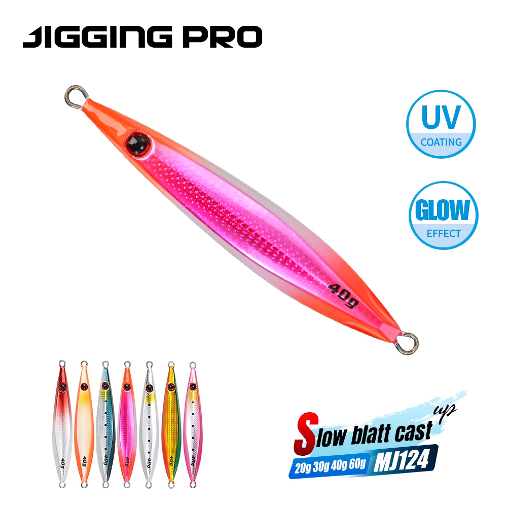 JIGGING PRO 20g 30g 40g 60g ช้า Blatt Cast UP Shore Jigging Lures ตกปลาน้ําเค็ม Tackle โลหะ Jig เหยื่อ