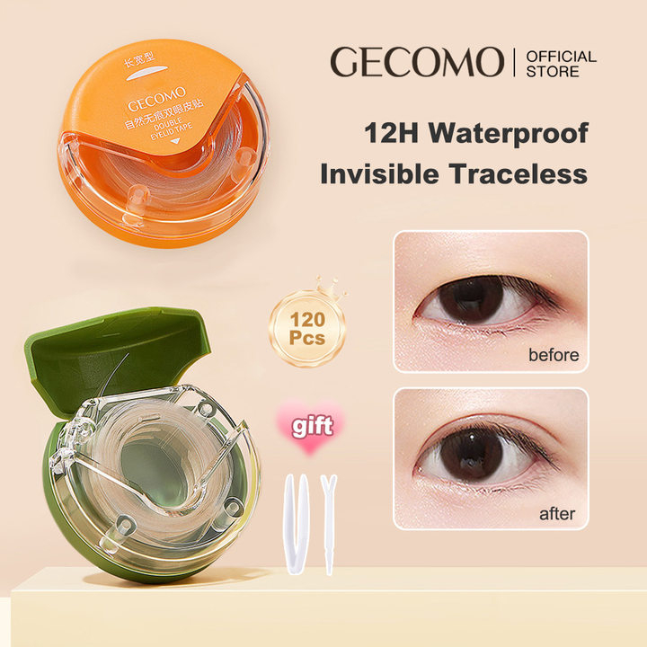 Gecomo เทปตาสองชั้นกันน้ําธรรมชาติที่มองไม่เห็นแบบพกพา Double Eyelid Filter, สติกเกอร์คู่ไม่มีรอยต่อ