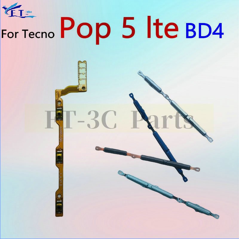 สําหรับ Tecno POP 5 LTE BD4 BD4i BD4a ปุ่มปรับระดับเสียงด้านข้างปุ่มเปิดปิดสวิทช์ Key Flex สายอะไหล่