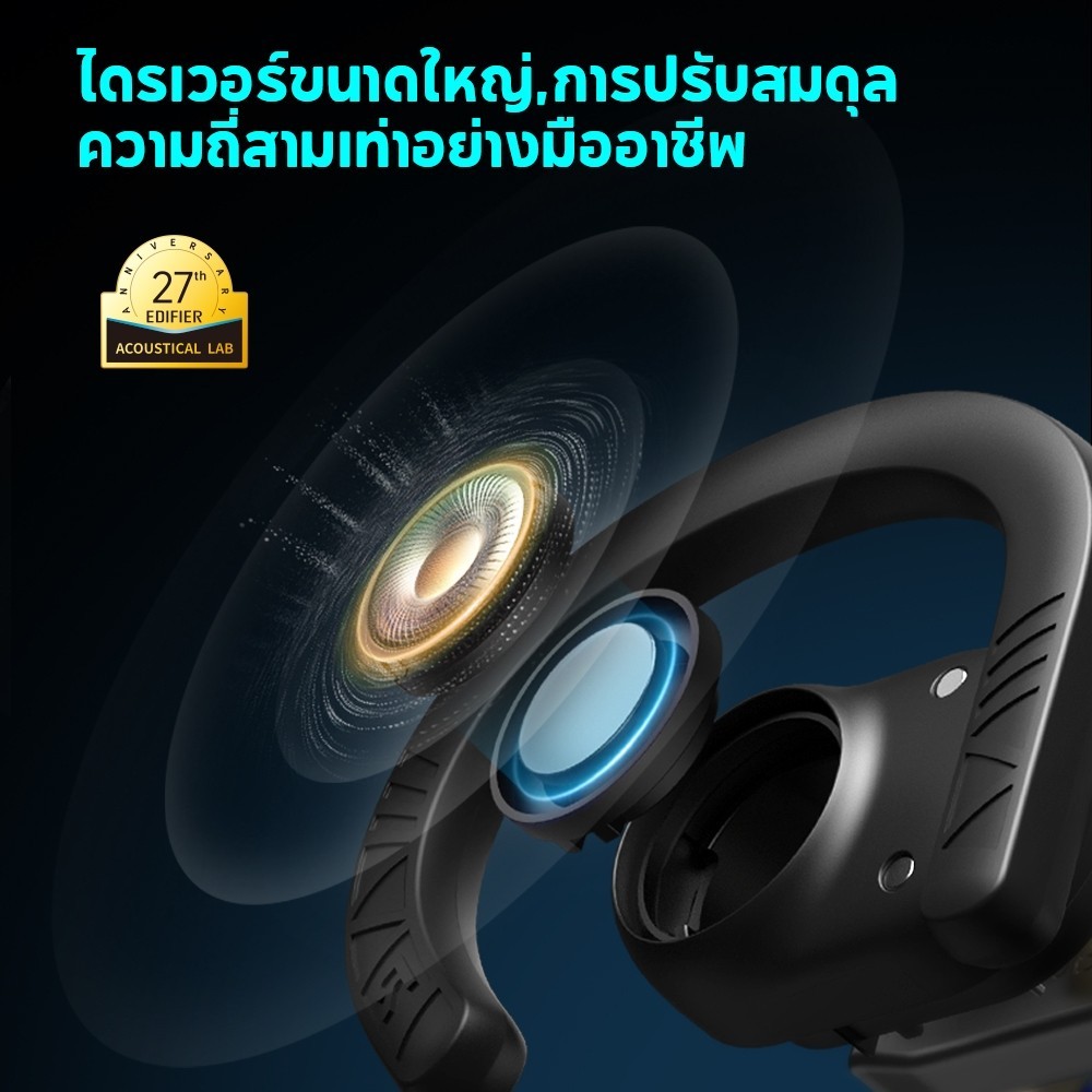 Edifier HECATE Air 2 เปิดหูฟังหูฟังบลูทูธไร้สายการนำกระดูกหูฟังสำหรับเล่นเกมไมโครโฟนตัดเสียงรบกวนเอฟเฟกต์แสง RGB เวลาเล่น 28 ชั่วโมง