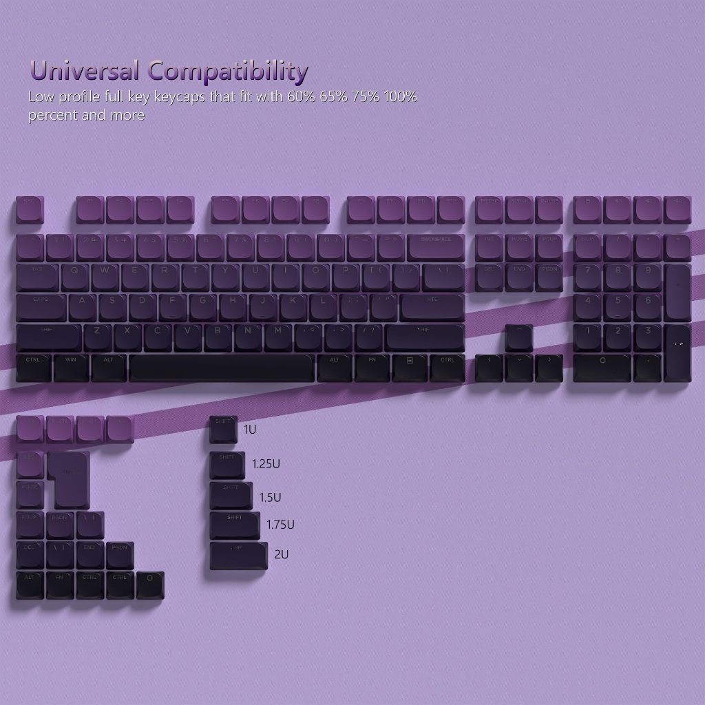 Womier 133 คีย์โปรไฟล์ต่ํา PBT Keycaps Shine ผ่านชุดหมวกคีย์คีย์บอร์ดแบบกําหนดเอง