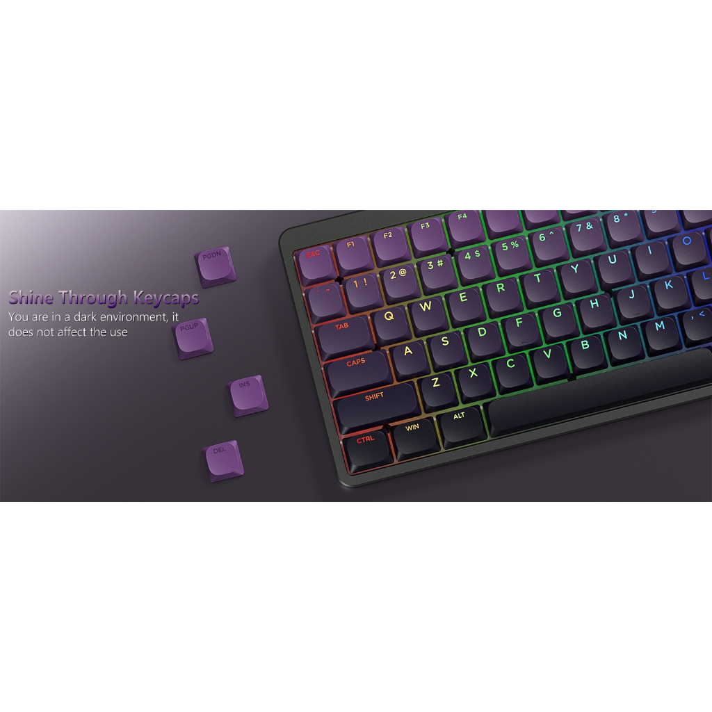 Womier 133 คีย์โปรไฟล์ต่ํา PBT Keycaps Shine ผ่านชุดหมวกคีย์คีย์บอร์ดแบบกําหนดเอง