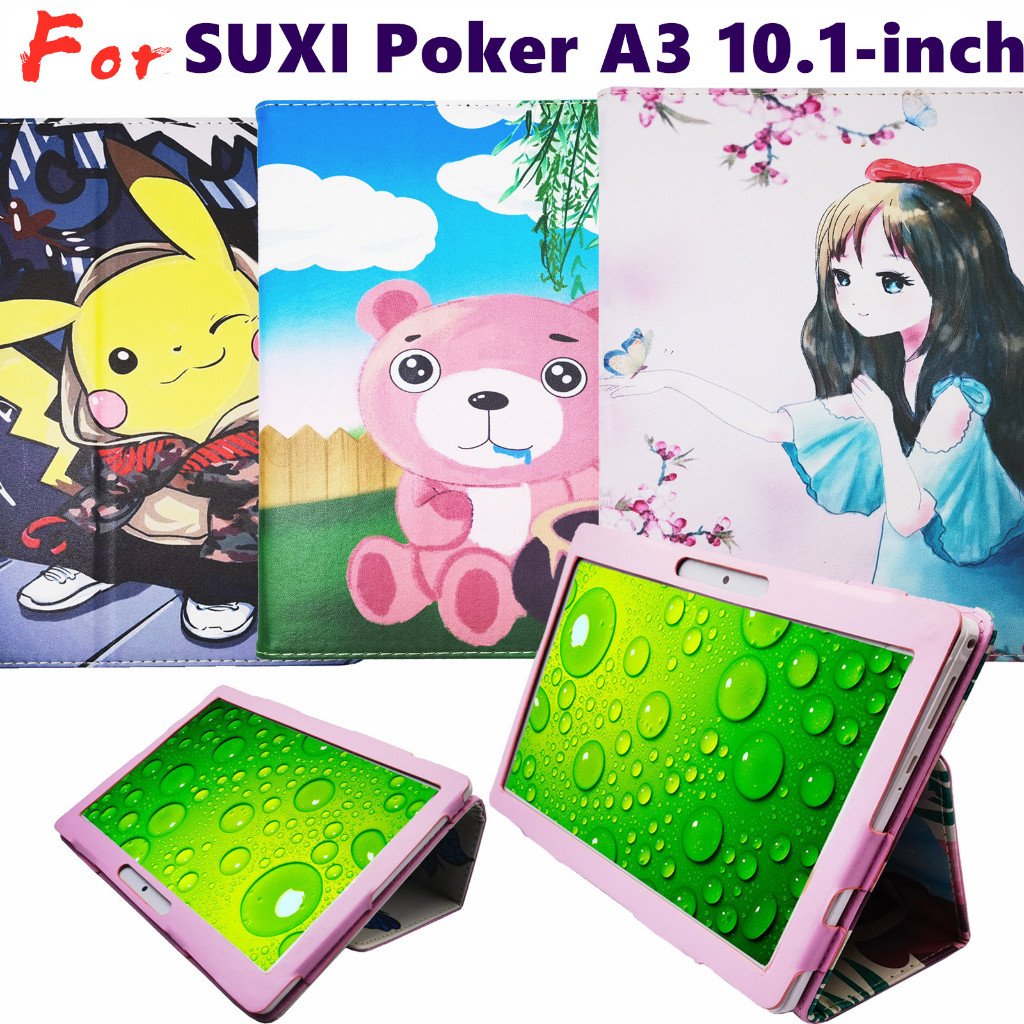 สําหรับ SUXI Poker A3 10.1 นิ้วไฟแช็กทินเนอร์ซองหนัง PU Android 14 ฝาครอบขาตั้งแม่เหล็ก