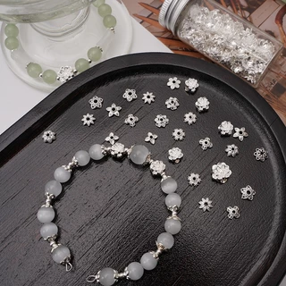 สีเงินดอกไม้ End Caps Alloy Spacer ลูกปัด DIY สร้อยคอสร้อยข้อมืออุปกรณ์เสริมต่างหู
