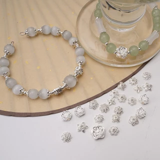 สีเงินดอกไม้ End Caps Alloy Spacer ลูกปัด DIY สร้อยคอสร้อยข้อมืออุปกรณ์เสริมต่างหู