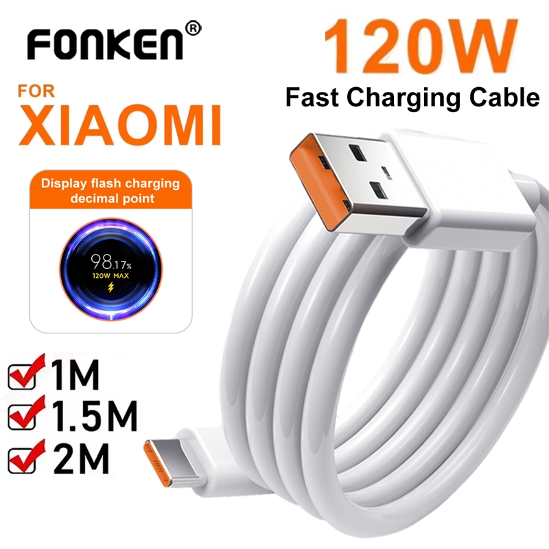 Fonken 120W Turbo Charger สาย USB Type C ข้อมูลสําหรับ Xiaomi Mi 13 12 Pro Redmi หมายเหตุ 11 12 Real