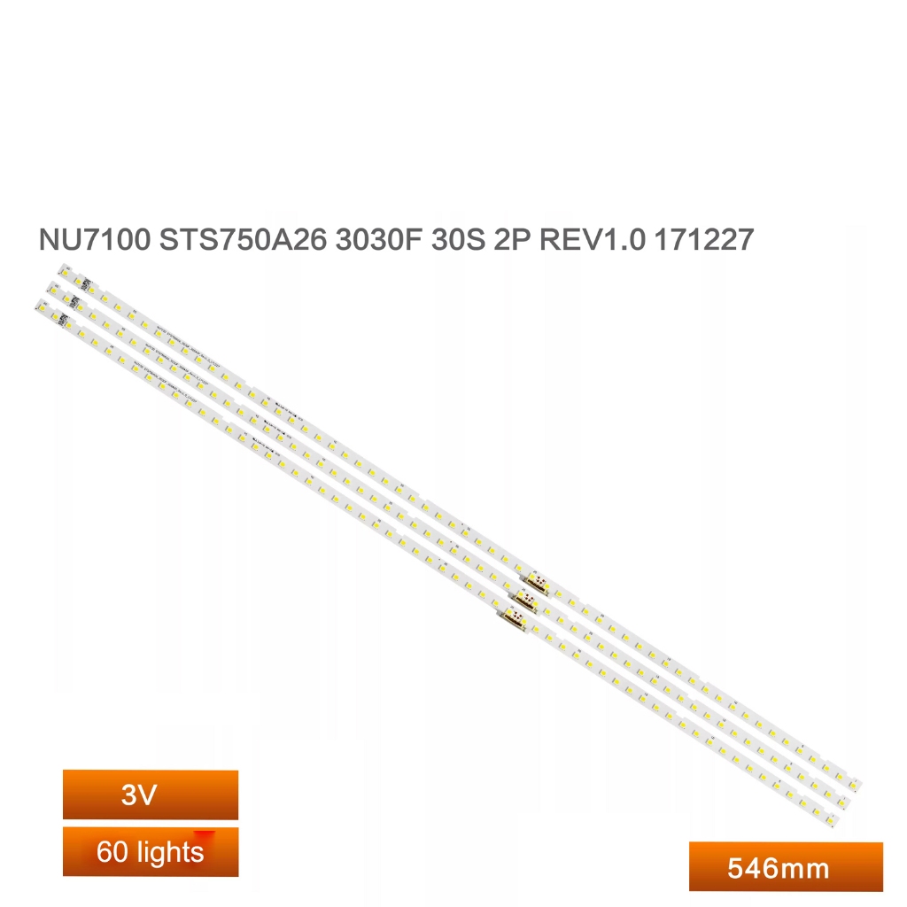 Strip 3 ชิ้น/เซ็ต LED Backlight สําหรับ Samsung UA75NU7100K UA75NU7100G UA75NU7100J UA75NU7100R UA75