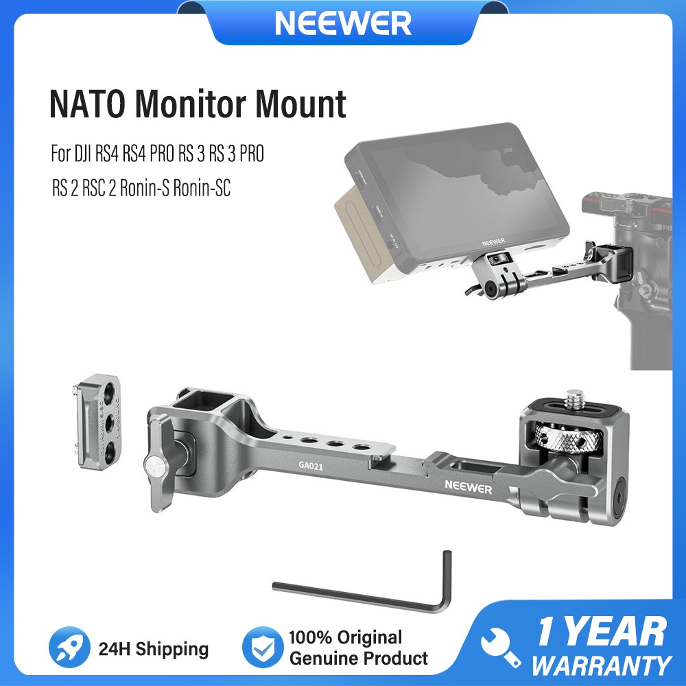 Needer GA021 NATO Monitor Mount สําหรับ RS Gimbal, 360° ที่วางจอภาพสนามแบบหมุนได้พร้อมแคลมป์ NATO สําหรับ DJI RS4 RS4 PRO RS 3 RS 3 PRO RS 2 RSC 2 Ronin-S Ronin-SC