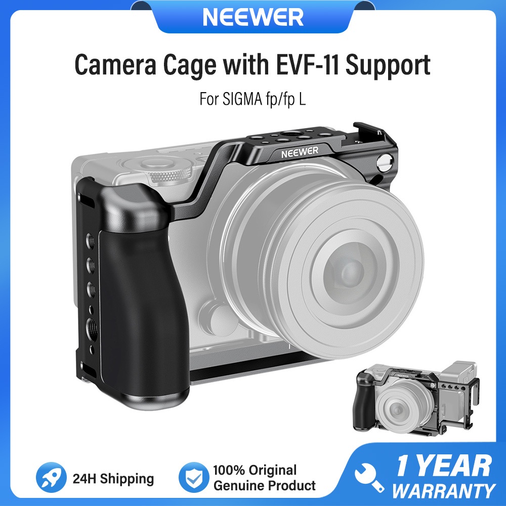 NEEWER CA132 กรงสําหรับ fp/fp L กรงกล้องโลหะ EVF-11 รองรับ 1/4 "และ 3/8" ด้าย Arca Quick Release แผ่นซิลิโคน Grip สําหรับ Sigma fp fpL DJI RS4 Pro