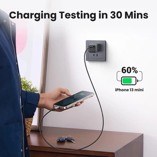 Ugreen Orginal Fast Charger Adapter 20W PD 4.0 สีขาว 1 PC GaN 20W 30W สําหรับ iPhone 16Pro Max 15 14/14 Pro/13/13 Mini/13 Pro Max iPhone 12/12 Mini / 12 Pro
