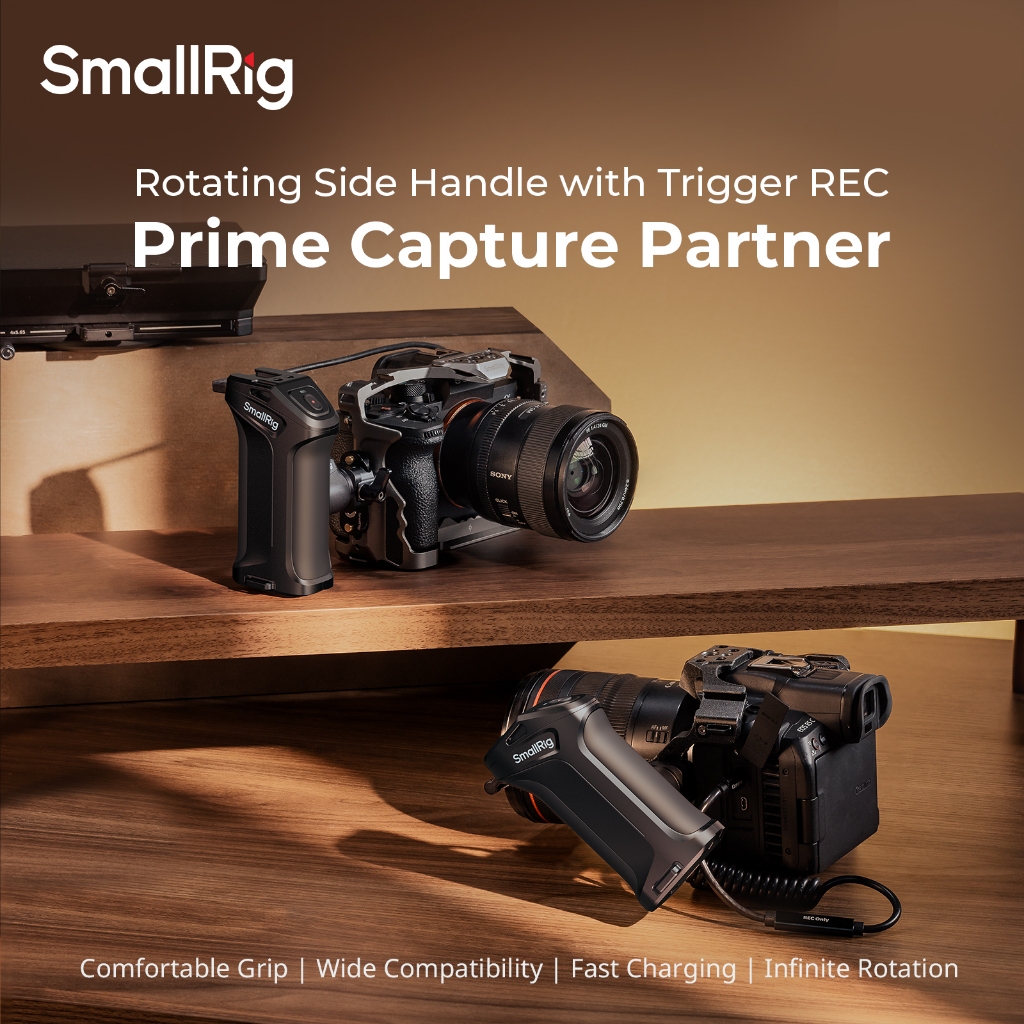 Smallrig ที่จับด้านข้างหมุนได้พร้อม Trigger REC สําหรับกล้อง Mirrorless ของ Sony ที่เลือก/กล้องออกแบบ Canon / Blackmagic #3893 #5235