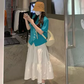 พร้อมส่ง👗กระโปรงเอวสูงจีบ ทรง A-line ความยาวปานกลาง ใส่สบาย เนื้อผ้าดี แมทช์ง่ายทุกลุค สำหรับผู้หญิง
