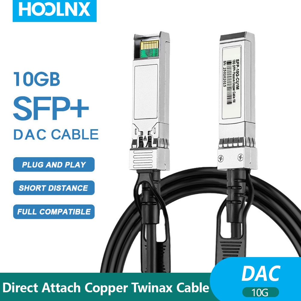 Hoolnx 10G SFP+ Twinax Cable, Direct Mount Copper(DAC) Passive Cable, 0.5-10M, สําหรับ Cisco,Huawei,MikroTik,HP,Intel...สวิตช์ ฯลฯ