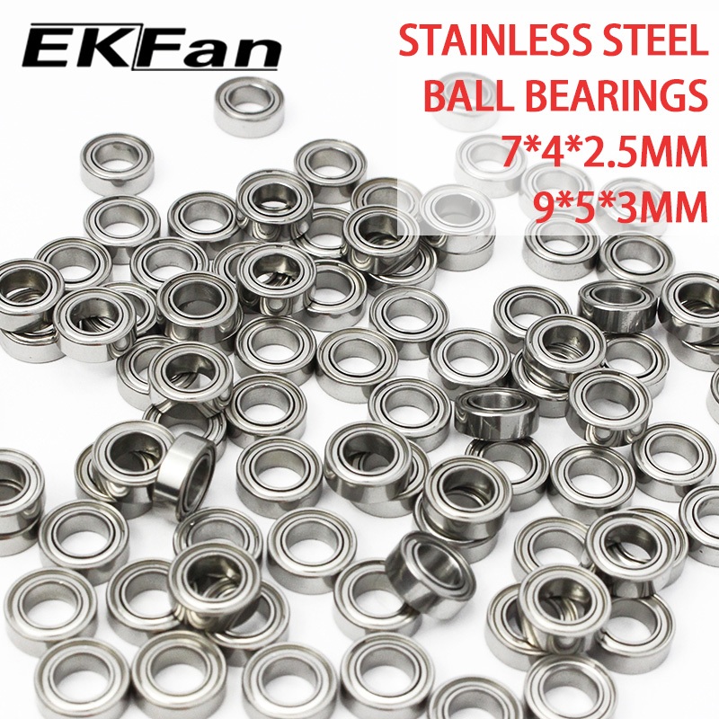 Ekfan 1 ชิ้นสแตนเลสลูกปืน 7x4x2.5 มม.9X3X5 มม.สําหรับ Spinning Waterdrop Baitcasting lure Reel ชิ้นส่วน