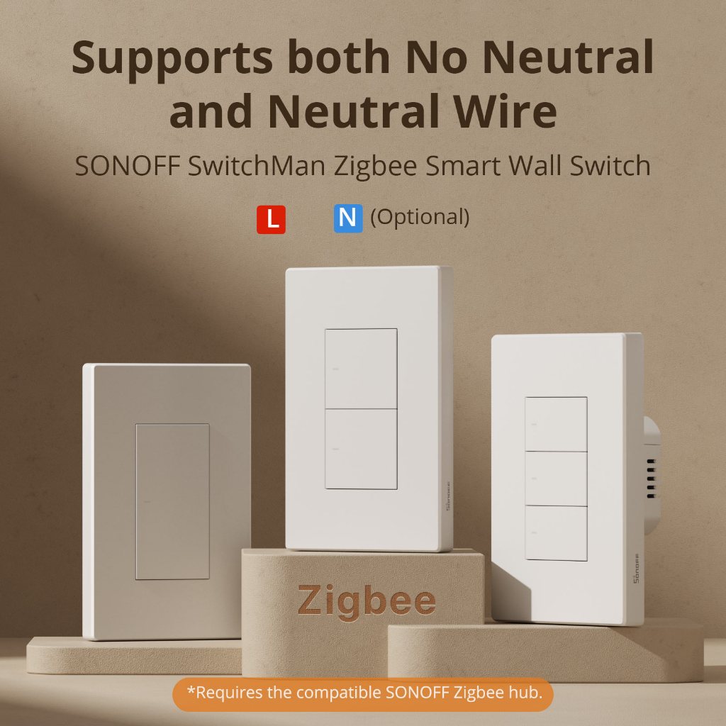 Sonoff ZBM5 120 SwitchMan Zigbee สวิตช์ผนังอัจฉริยะรองรับทั้งไม่มีโหมดรีเลย์สายเป็นกลางและเป็นกลางทํางานเต็มรูปแบบพร้อมผู้ช่วยบ้าน