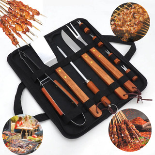 Kit Churrasco Completo com Jogo de Facas 10 Peças - Presente Criativo para Homem e Pai com Churrasqueira