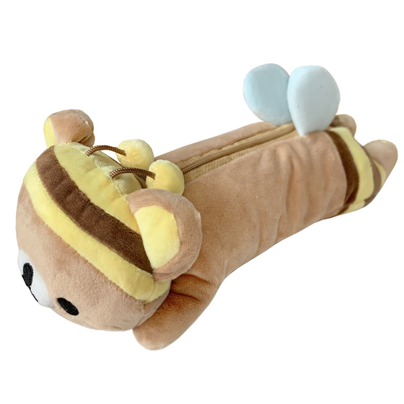 Rilakkuma Bee Plush ดินสอสําหรับเด็กสาวการ์ตูนหมี Kawaii น่ารักกระเป๋าดินสอ Organizer ปากกากระเป๋า School Stationeries