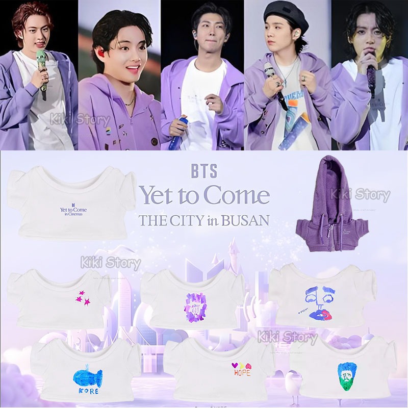 10 ซม.15 ซม.20 ซม.ตุ๊กตาไอดอลเสื้อผ้า V1 V2 V3 YET TO COME คอนเสิร์ตเสื้อยืด JUNG KOOK JIMIN SUGA JO