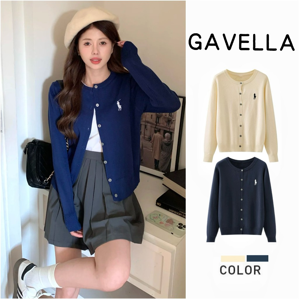 ✨GAVELLA ✨ เสื้อคลุมไหมพรมแขนยาว คอกลม ใส่สบาย ✨เสื้อไหมพรม เสื้อคลุมคาร์ดิแกนกันหนาว แขนยาว ผ้าถัก สีพื้น สไตล์เกาหลี มีใ