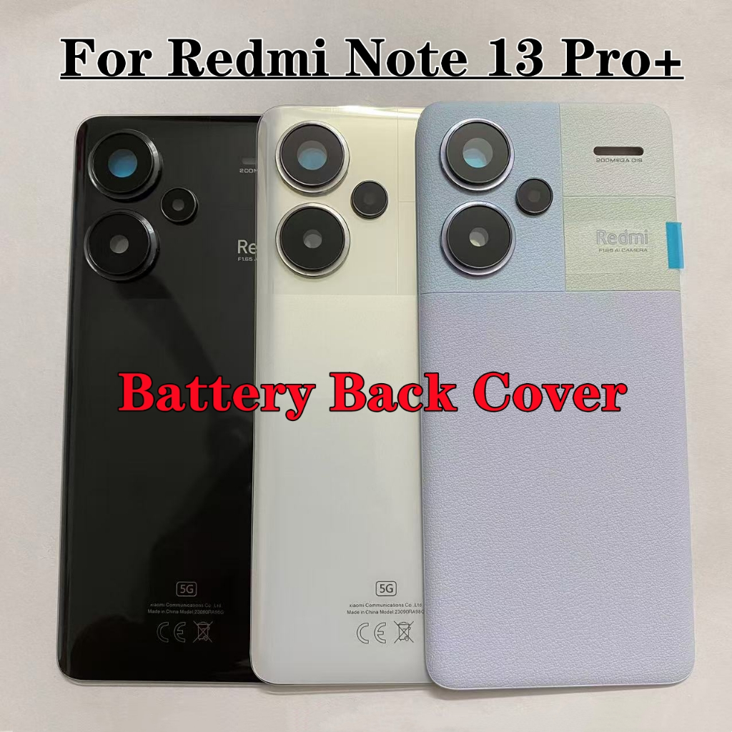 สําหรับ Xiaomi Redmi Note 13 Pro + 5G ฝาหลังแบตเตอรี่กระจกพร้อมเลนส์กล้องเปลี่ยนซ่อม