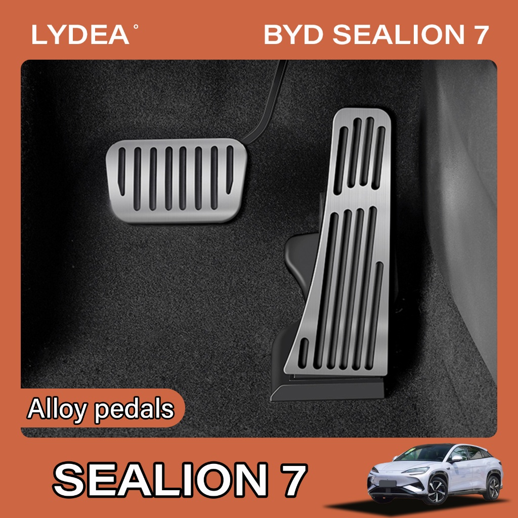 เหมาะสำหรับ 2024-2025 BYD Sealion 7 EV เบรคเหยียบคันเร่งอลูมิเนียมเท้าเหยียบ Anti-SLIP สวมใส่เหยียบอุปกรณ์ตกแต่งภายในรถยนต์
