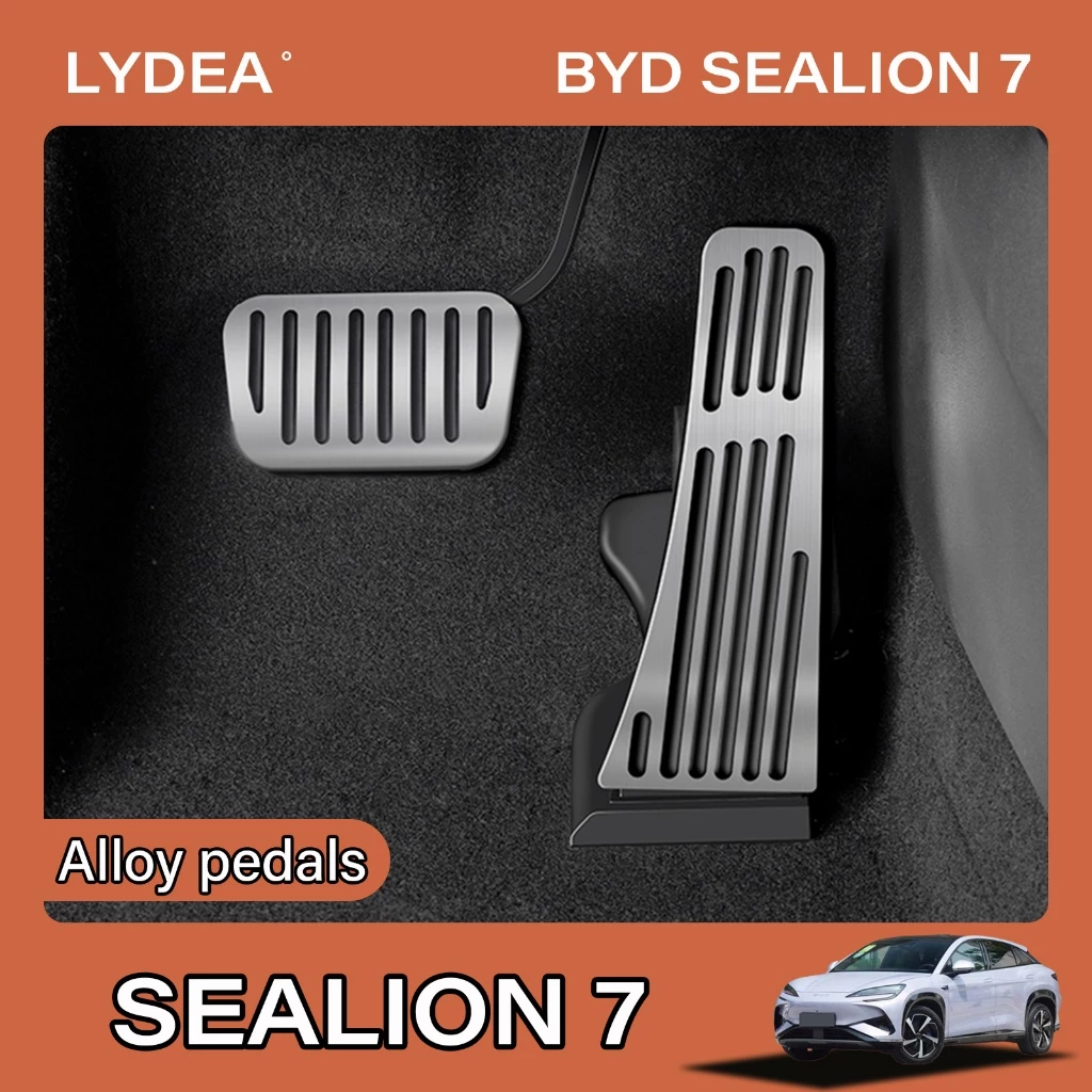 เหมาะสำหรับ 2024-2025 BYD Sealion 7 EV เบรคเหยียบคันเร่งอลูมิเนียมเท้าเหยียบ Anti-SLIP สวมใส่เหยียบอุปกรณ์ตกแต่งภายในรถยนต์