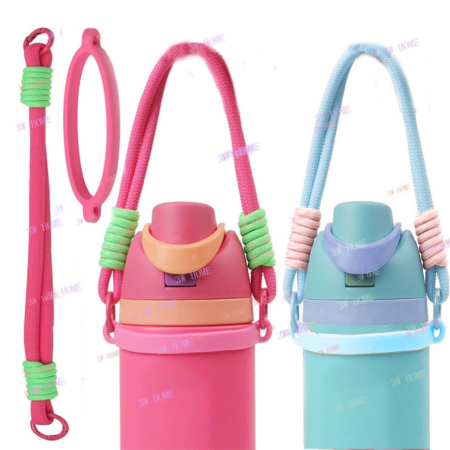 ขวดน้ํา Carrier Tumbler สายรัดซิลิโคนที่วางขวดน้ําวงกลมพร้อมเชือก Fit 10-40oz Tumbler Stanly ผู้ถือสายคล้อง Owala สายคล้องขวดน้ําสลิง